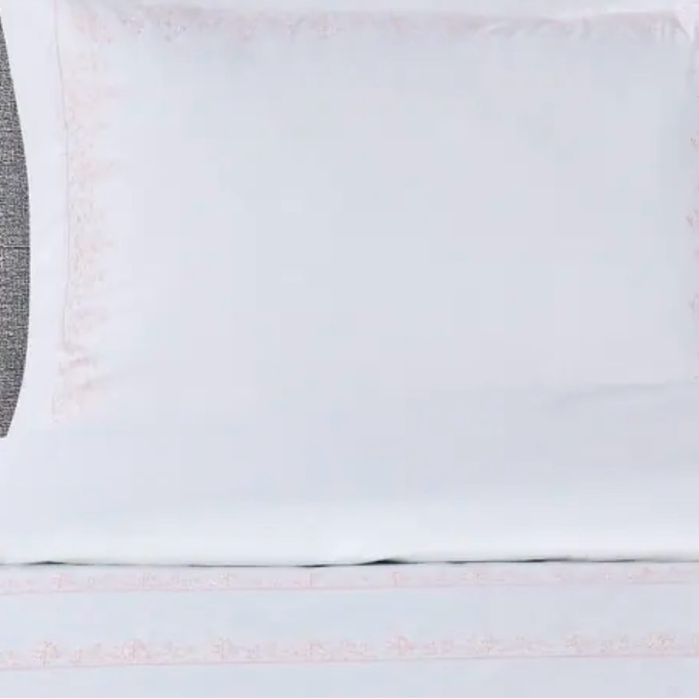 Leaf Stone Embroidery Percale Cotton Duvet Set Rose On White - King - 3 Piece - Picture 4 of 7